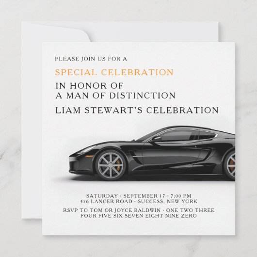 Invitation Affaire Automobile de Luxe (Devant)