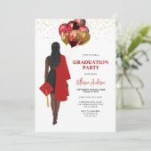 Invitation AfFemale Red Graduation Party (Debout devant)