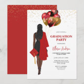 Invitation AfFemale Red Graduation Party (Devant / Derrière)