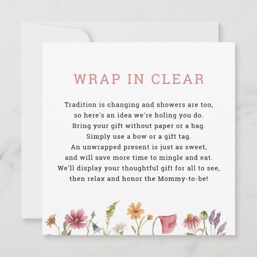 Invitation Affichage floral de fleur sauvage Douche Wrap en c (Devant)