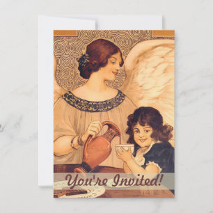 Invitation Affiche Antique d'Ange au Chocolat Français : Art