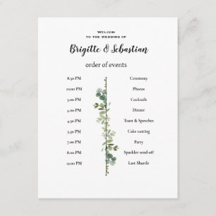 Invitation affiche blanche rustique mariage du jour ordre du
