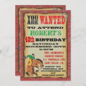 Invitation Affiche d'anniversaire de Cowboy Bucking Bronco (Devant / Derrière)