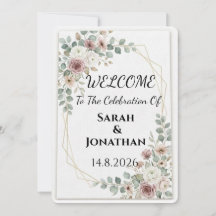 Affiche de bienvenue de mariage géométrique floral