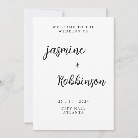 Invitation Affiche de bienvenue Mariage moderne (Devant)