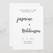 Invitation Affiche de bienvenue Mariage moderne (Devant / Derrière)