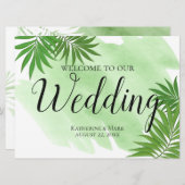 Invitation Affiche de bienvenue mariage Palm Tropical Feuille (Devant / Derrière)