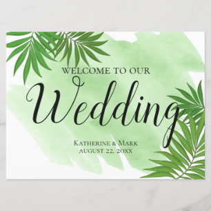 Invitation Affiche de bienvenue mariage Palm Tropical Feuille
