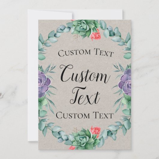 Invitation Affiche de bienvenue Succulente 5x7" (Devant)