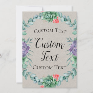 Invitation Affiche de bienvenue Succulente 5x7"