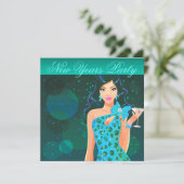 Invitation Affiche de club pour la soirée du Nouvel An bleu s (Debout devant)