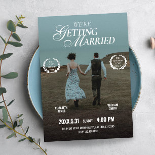 Invitation affiche de film esthétique romantique photo mariag
