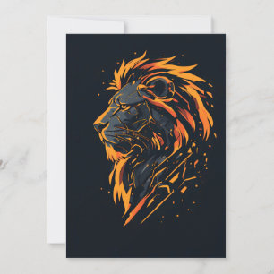 Invitation Affiche de jeu cyberpunk Lion Mecha Neon Or
