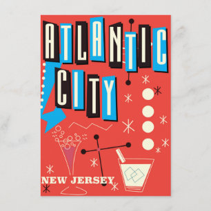 Invitation Affiche de jeu de voyage de cru d'Atlantic City
