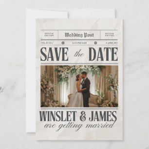 Invitation Affiche de journal de mariage personnalisée Nouv
