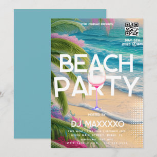 Invitation Affiche de la soirée plage Bar Tropical Club 