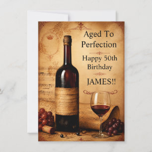 Invitation Affiche de naissance vin vintage vieilli à la perf