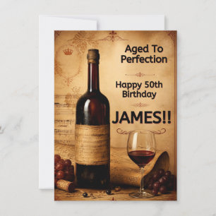Invitation Affiche de naissance vin vintage vieilli à la perf