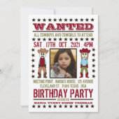 Invitation Affiche de Recherche, Anniversaire Western Cartoon (Devant)