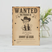 Invitation Affiche de recherche drôle du Far West 40e anniver (Debout devant)