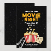 Invitation Affiche de soirée cinéma, soirée cinéma d'annivers (Devant / Derrière)