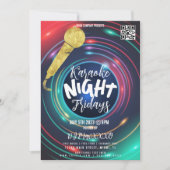 Invitation Affiche de soirée néon de karaoke pour une fête da (Devant)