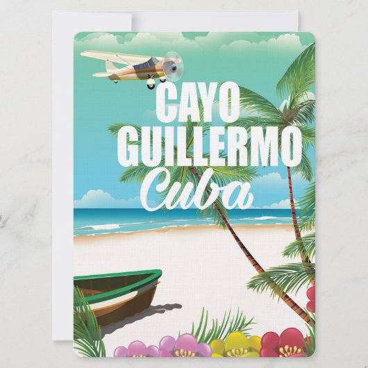 Invitation Affiche de vacances de plage à Cayo Guillermo (Devant)