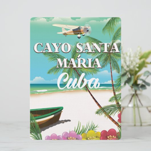 Invitation Affiche de vacances de plage cubaine Cayo Santa Ma (Debout devant)