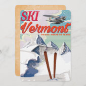 Invitation Affiche de vacances retro Ski Vermont (Devant / Derrière)
