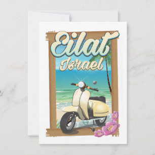 Invitation Affiche de voyage à Eilat Beach Israël scooter