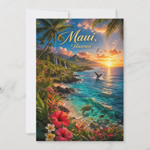 Invitation Affiche de voyage de la côte tropicale de Maui Haw