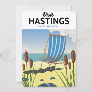 Invitation Affiche de voyage de la plage de Hastings East Sus