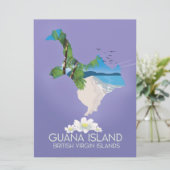 Invitation Affiche de voyage de l'île de Guana Îles Vierges b (Debout devant)