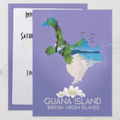Invitation Affiche de voyage de l'île de Guana Îles Vierges b (Devant / Derrière)