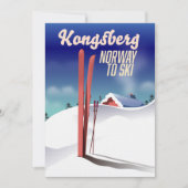 Invitation Affiche de voyage de ski à Kongsberg en Norvège. (Devant)