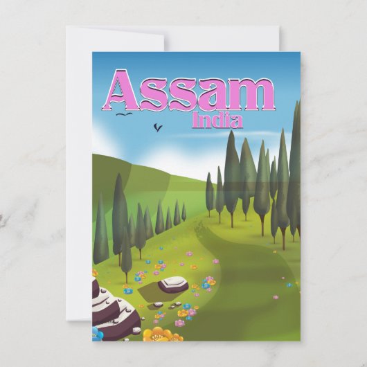 Invitation Affiche de voyage en Assam Inde impression. (Dos)