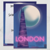 Invitation Affiche de voyage Londres néon (Devant / Derrière)