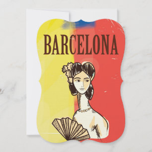 Invitation Affiche de voyage vintage Barcelone Espagne