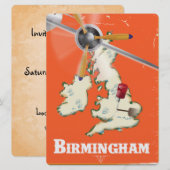 Invitation Affiche de voyage vintage Birmingham (Devant / Derrière)