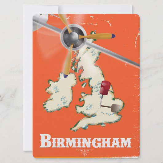 Invitation Affiche de voyage vintage Birmingham (Devant)