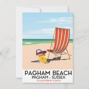 Invitation Affiche de voyage vintage de la plage de Pagham Su