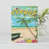 Invitation Affiche de voyage vintage de plage de Chypre (Debout devant)