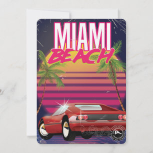 Invitation affiche de voyage vintage des années 80 à miami be