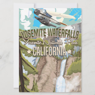 Invitation Affiche de voyage vintage des chutes de Yosemite