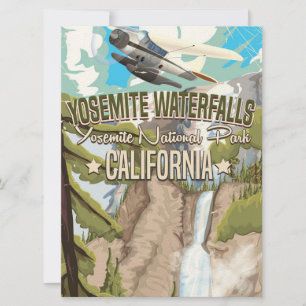 Invitation Affiche de voyage vintage des chutes de Yosemite