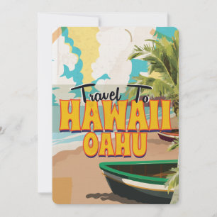 Invitation Affiche de voyage vintage Hawaï OAHU