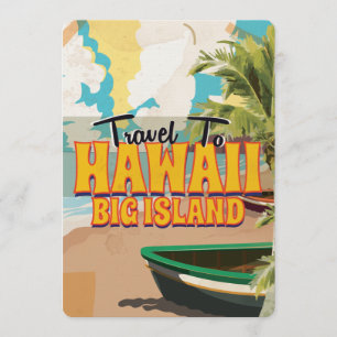 Invitation Affiche de voyage vintage pour mariage à Hawaï Big