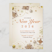 Invitation Affiche d'invitation à la fête du Nouvel An 2026 | (Devant / Derrière)