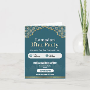 Invitation Affiche d'invitation au Ramadan Iftar Bleu, Blanc 
