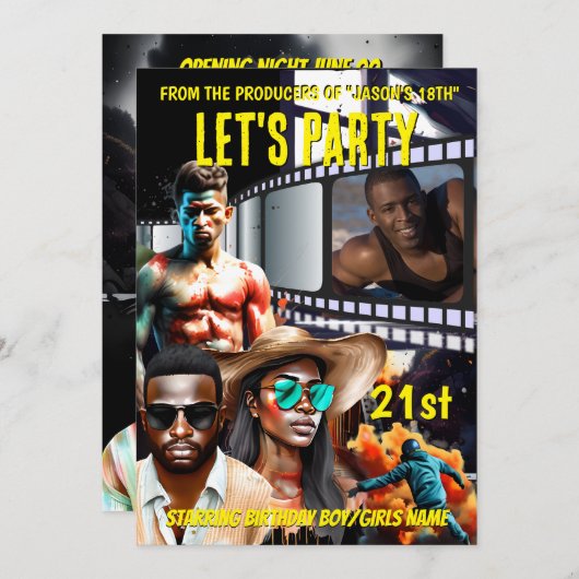 Invitation Affiche do-it-yourself photo adultes fête d'annive (Devant / Derrière)